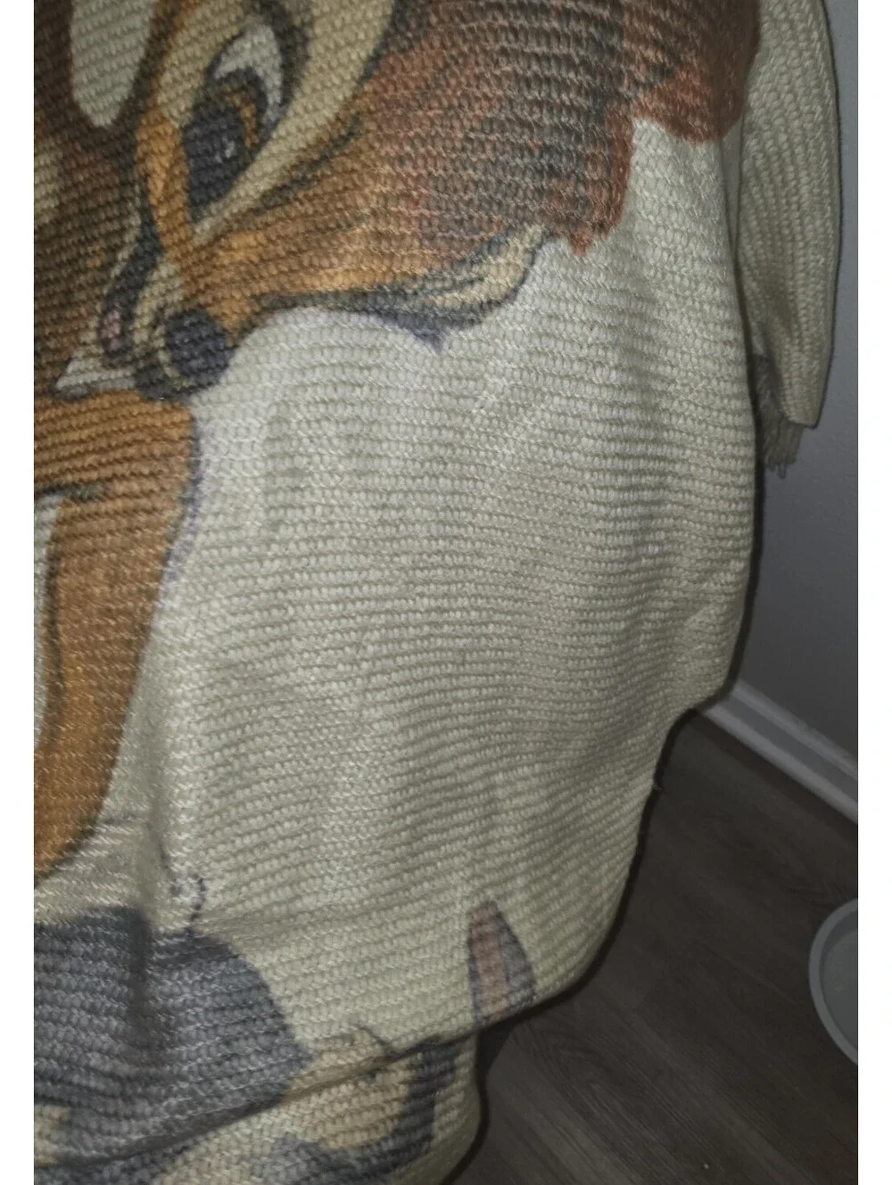 DISNEY PARKS BAMBI THUMPER RABBITS WOVEN TAPESTRY THROW BLANKET FRINGE